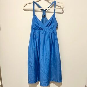 Gap Strappy Silk Blend Blue Babydoll Dress Pockets Sz 6 Mini